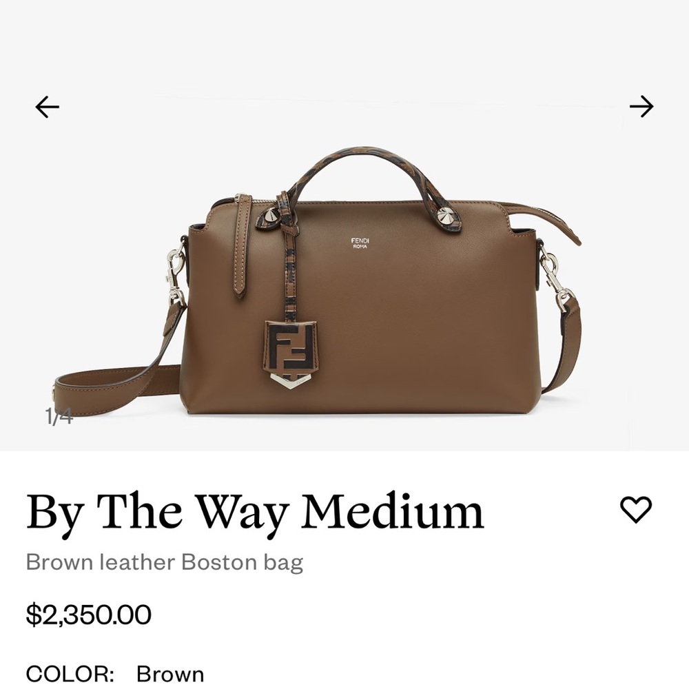 Fendi By the way medium brown leather boston satchel handbag Authentic